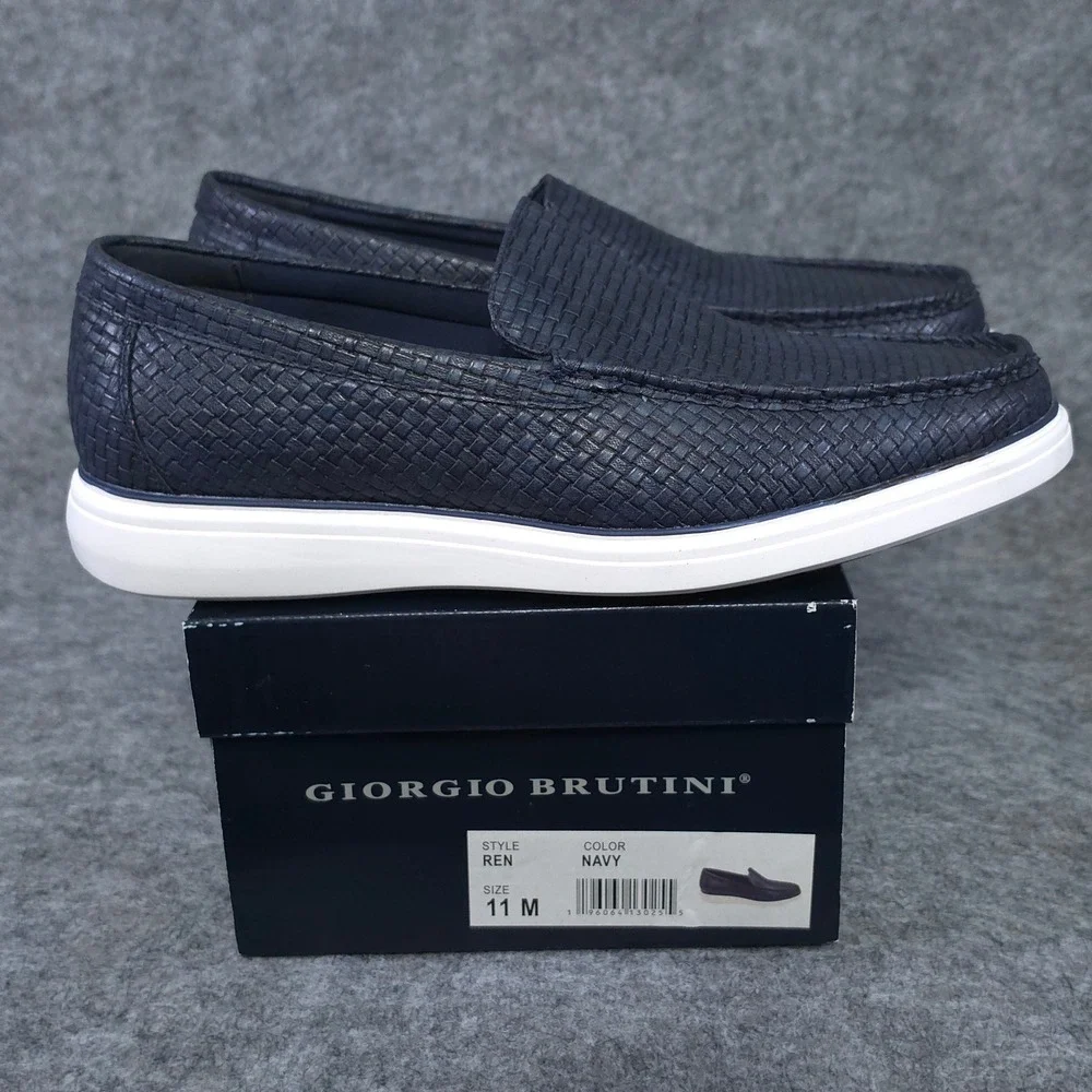 Giorgio Brutini Ren Navy Woven Loafers Mens 11 M Memory Foam Slip On Shoes